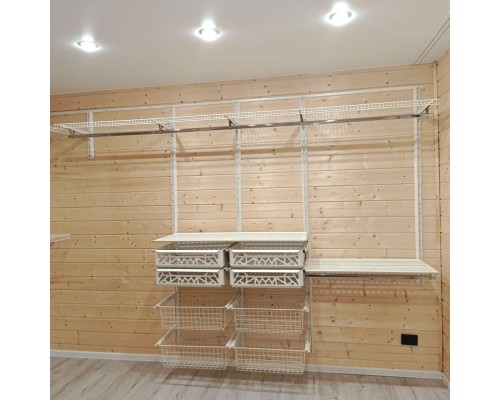 Гардеробная система в прихожую с сетчатыми ящиками